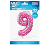 Balon foliowy "Cyfra 9", różowa w serca, 61 cm