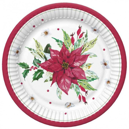 Talerzyki papierowe "Gwiazda Betlejemska", 23cm, 8 szt