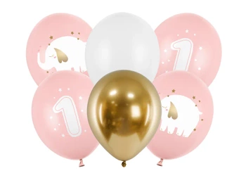 Balony 30 cm, Roczek, Baby pink