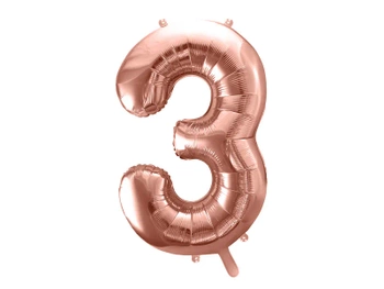 Balon foliowy Cyfra ''3'', 86cm, różowe złoto