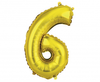 Balon foliowy "Cyfra 6", złota, 35 cm