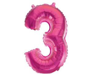 Balon foliowy "Cyfra 3", różowa, 35 cm