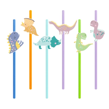 Słomki Dinozaury 6szt.