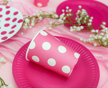 Kubeczki papierowe Groszki Magenta , 270ml/6 szt.