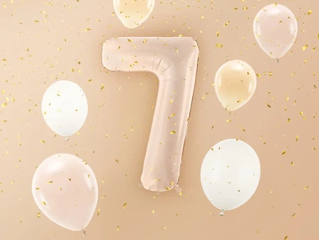 Balon foliowy Cyfra ''7'', 72cm, c. beż