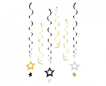 Dekoracja wisząca Gwiazdki, brokatowa, 6 szt.