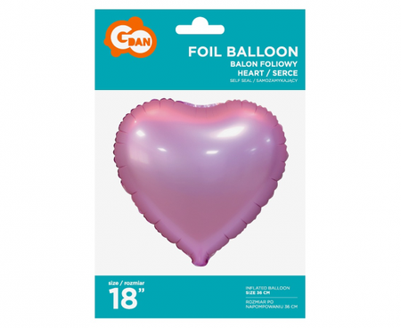 Balon foliowy "Serce", matowe, różowe, 18"