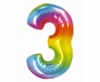 Balon foliowy Smart, Cyfra 3, tęczowa, 76 cm
