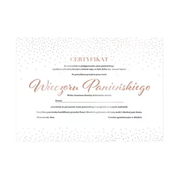 Certyfikat na Wieczór Panieński Bride to Be rosegold