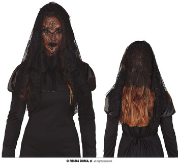 Czarny koronkowy welon