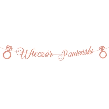 Baner Wieczór Panieński rose gold napis 150 cm
