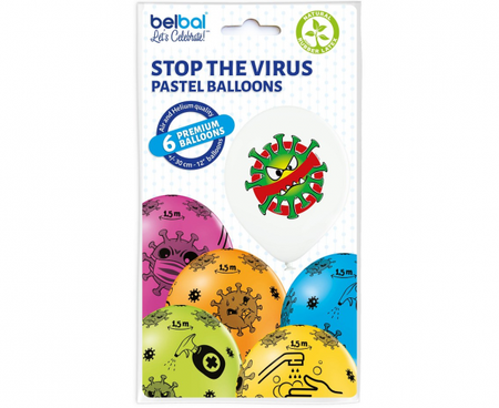 Balony Zatrzymaj Wirusa, 6 szt.