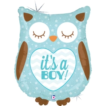 Balon foliowy Sowa It's A Boy Baby Owl 23" - 53 cm