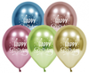 Balony Happy Birthday (platynowe), 12"/ 5 szt.