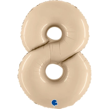 Balon foliowy Grabo - "Number 8", kremowy, 66 cm, pakowany