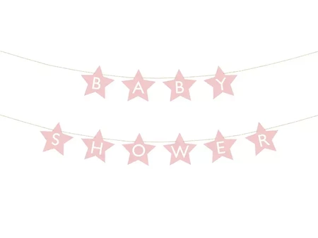 Baner Baby shower, 290x16.5 cm, jasny różowy