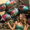 Balon foliowy Teal&Pink Butterfly, 76x66 cm