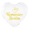Balon foliowy biały serce Komunia Święta Gołąbek 45 cm
