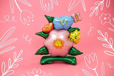 Stojący balon foliowy Kwiaty, 100x116cm, mix