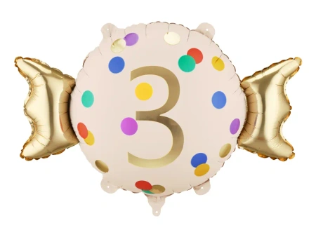 Balon foliowy Cukierek ''3'', 61x37 cm, mix