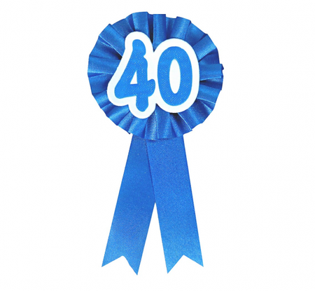 Kotylion urodzinowy "40", niebieski