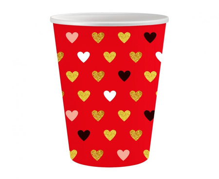 Kubeczki papierowe Kolekcja XOXO (czerwone), 250 ml/ 6 szt.