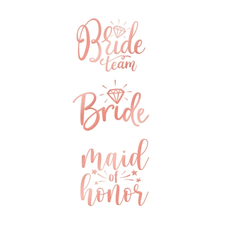 Tatuaże zmywalne Bride to Be rosegold13 szt