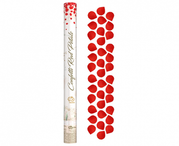Konfetti pneumatyczne - Płatki róż, czerwone, tekstylne / 60 cm