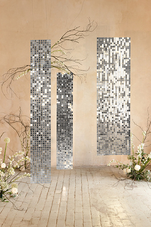 Panel cekinowy, kwadraty, srebrny, 30x30 cm