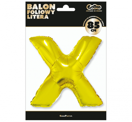 Balon foliowy "Litera X", złota, 89 cm