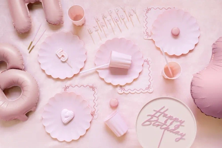 Serwetki z falbanką, 33x33cm, jasnoróżowy