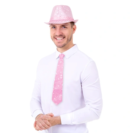 Krawat cekinowy, różowy