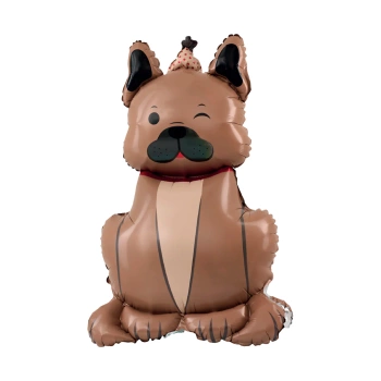 Balon foliowy stojący, Pies Buldog z czapeczką, 60x98 cm