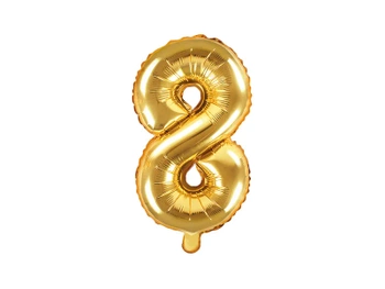 Balon foliowy Cyfra ''8'', 35cm, złoty