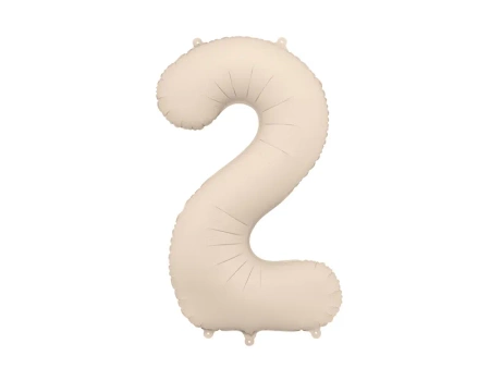 Balon foliowy Cyfra '2', 86cm, jasny beż