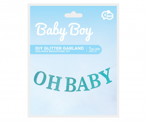 Girlanda papierowa brokatowa B&G Oh Baby, jasnoniebieska, DIY, 300 cm