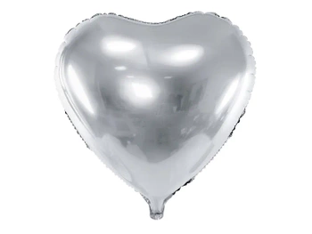Balon foliowy Serce, 45cm, srebrny