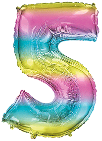 Balon foliowy FX - "Number 5" tęczowy, 85 cm
