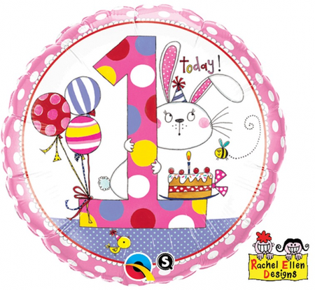 Balon foliowy 18" QL CIR "1 dla dziewczynki"