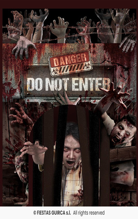 Dekoracja na drzwi z kurtyną, Przerażające zombie