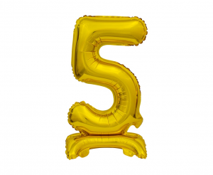 Balon foliowy B&C Cyfra stojąca 5, złota, 38 cm