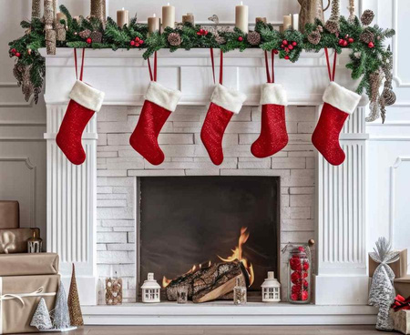 Skarpeta świąteczna Mikołaja błyszcząca, 27x44cm