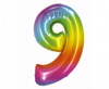 Balon foliowy Smart, Cyfra 9, tęczowa, 76 cm