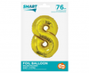 Balon foliowy Smart, Cyfra 8, złota, 76 cm