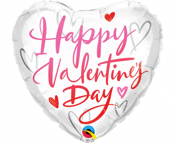 Balon foliowy 18" QL HRT Valentine's Day Casual Script