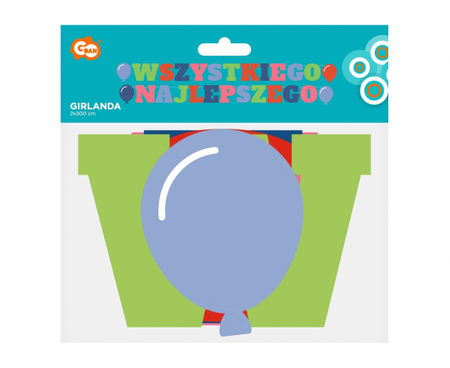 Girlanda Wszystkiego Najlepszego, 4 baloniki, 2x300 cm