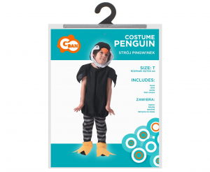 Strój dla dzieci Pingwinek (kaptur, bluzka, spodnie, nakrycia na stopy), rozm. 92/104 cm