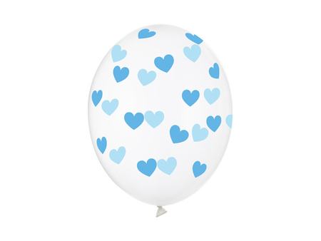 Balony 30cm, Serduszka, Crystal Clear ( 6szt)