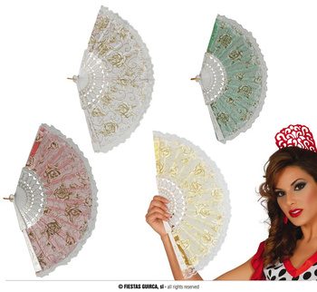 Wachlarz koronkowy, mix kolorów, 23 cm