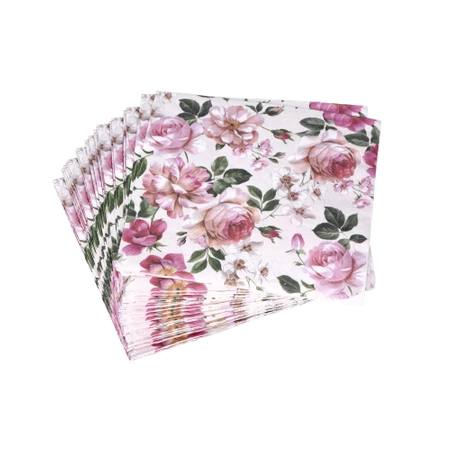 Serwetki papierowe, kremowe różane, 33x33, 20szt